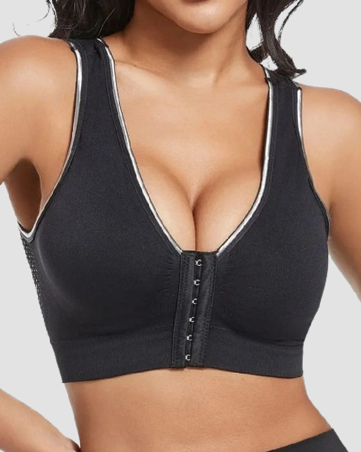 Shapshe® Damen Frontschnalle Hohl Atmungsaktiv Bügellos Sport BH In Übergröße