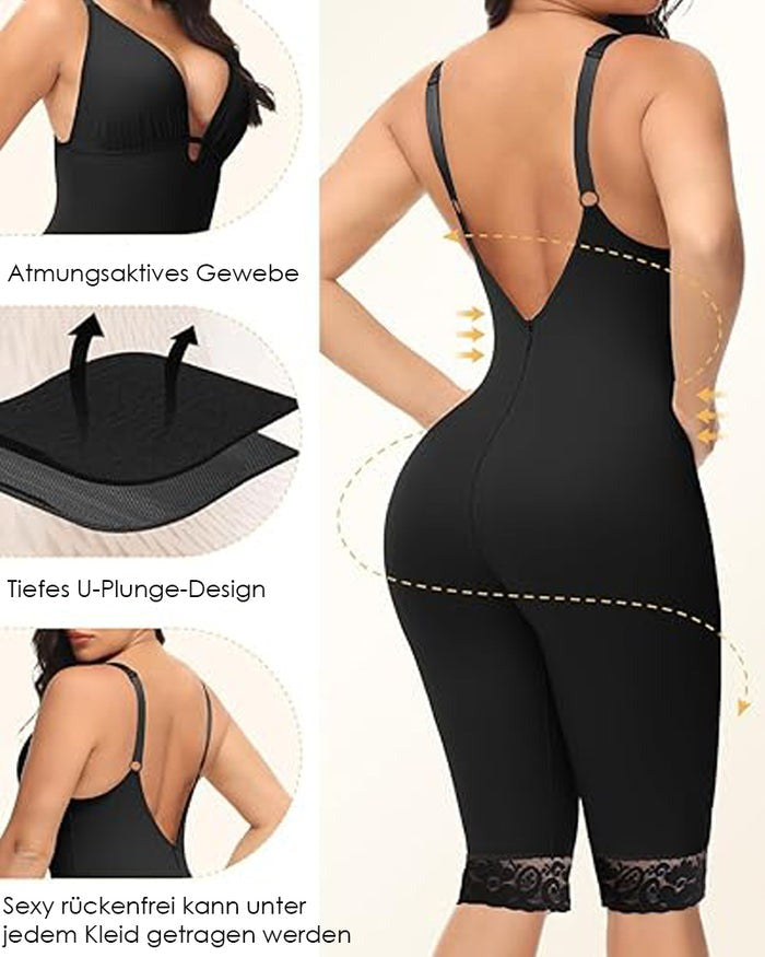 U Plunge Bauchweg Mittlerem Oberschenkel Bodysuit Nahtloser Ganzkörper Fajas Shapewear