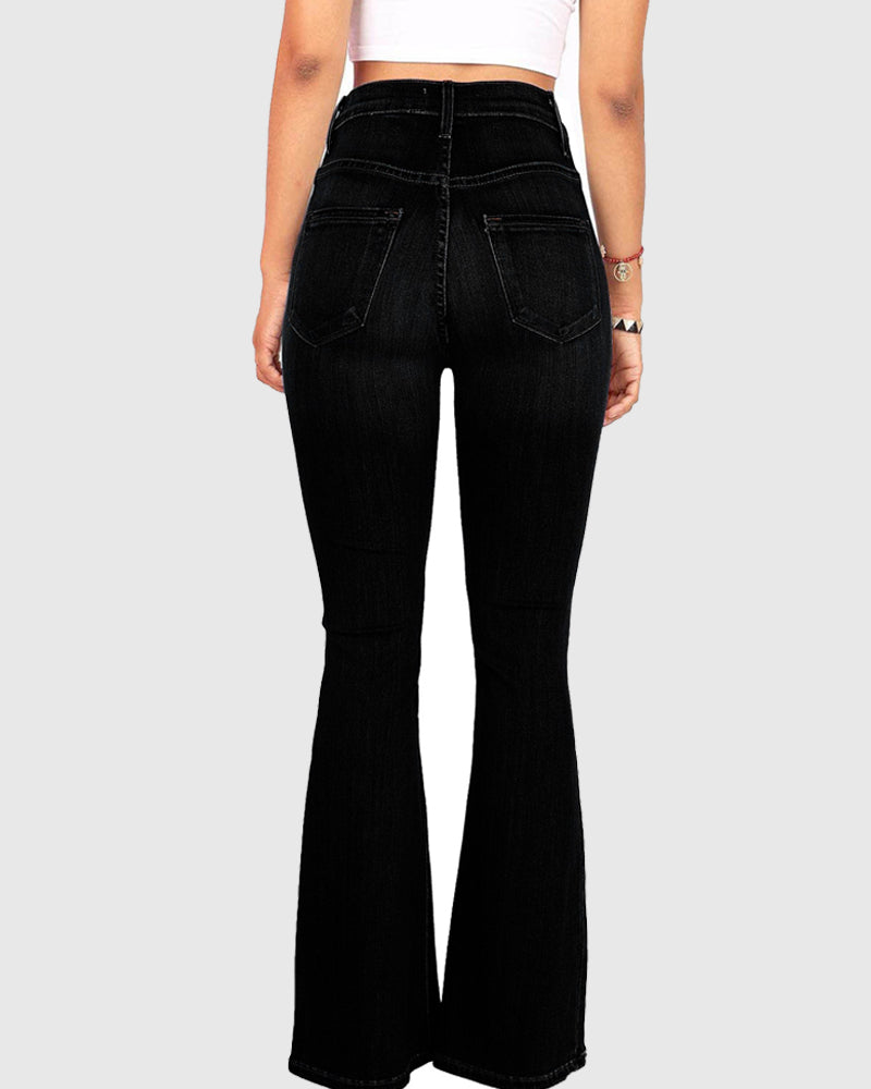 Schlag Jeans mit Hoher Taille für Damen