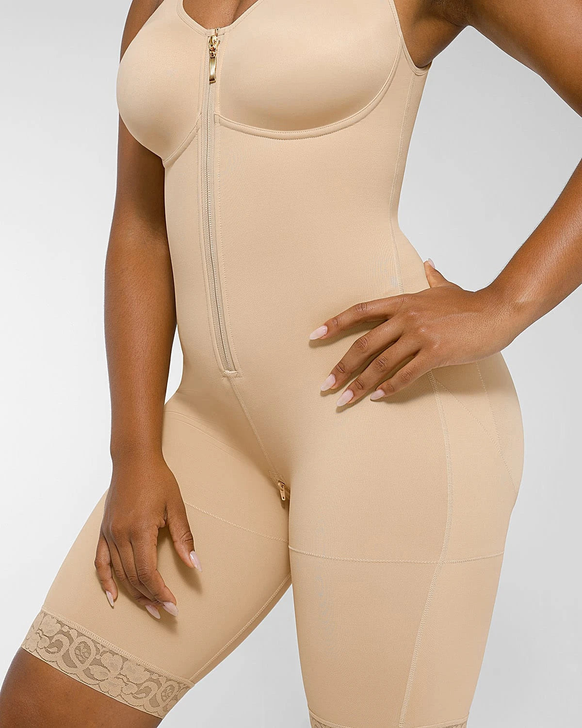 Hoch Kompression Ganzkörper Fajas Bauchweg Po-Lift Shapewear Mit Reißverschluss