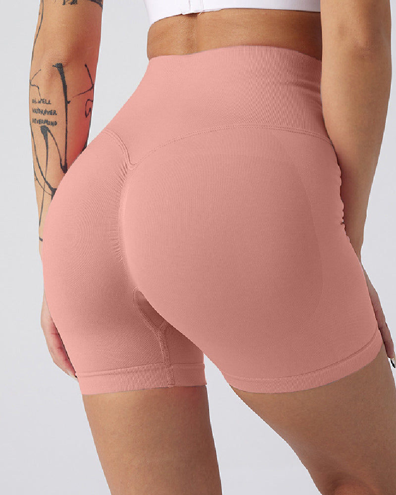 Damen Nahtlose Hoher Taille Push Up Shapewear Shorts Po-Lift Sports Biker Shorts