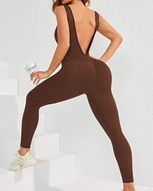 Einteiliger Jumpsuit mit Tiefem V-Ausschnitt Elastische Strumpfhose Schnelltrocknende Yoga-Kleidung