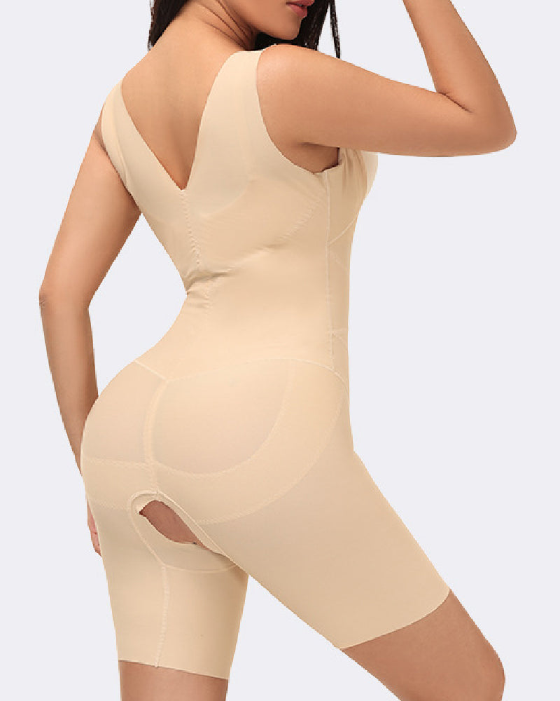 Damen Nahtlose Doppelte Bauchweg Elastische Fajas Offene Brust Postpartale Shapewear Body