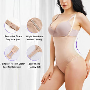 Damen Nahtlos Unsichtbarer Bauchweg Body Shaper Tanga Korsett Offene Brust Shapewear