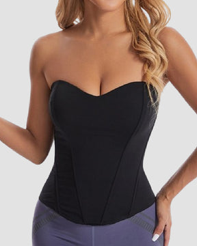 Damen Stäbchen Überbrust Bustier Korsett Top Trägerlos Reißverschluss Mieder Shapewear