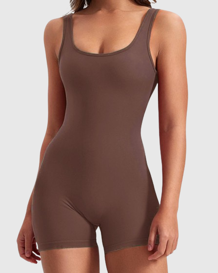 Sexy rückenfreier One Shoulder Bodysuit ohne Ärmel mit Dreiviertel-Hosen