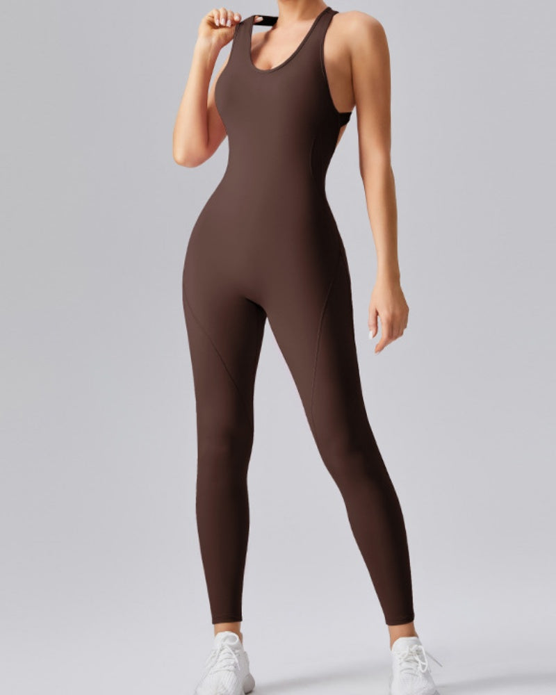 Nude Sexy Beauty Back Schnelltrocknender Stretch-Yoga-Jumpsuit