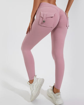 Peach Hip Fitness Leggings mit Cargo Taschen