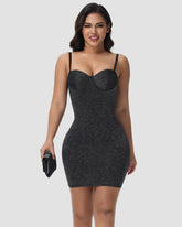 Sexy Glitzer Metallic Cami Bügel Push-Up Bodycon Mini Kleid