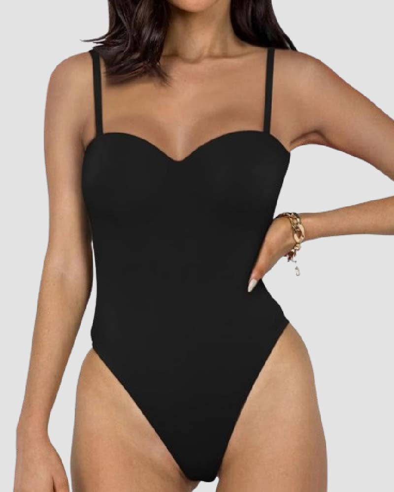 Damen Sexy Ärmelloses V-Ausschnitt Doppellagiges Tube Top Bodysuit