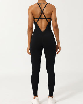 Damen Einteiler Stäbchen Korsett Overall Sport Leggings Jumpsuit