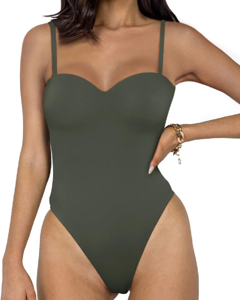 Damen Sexy Ärmelloses V-Ausschnitt Doppellagiges Tube Top Bodysuit