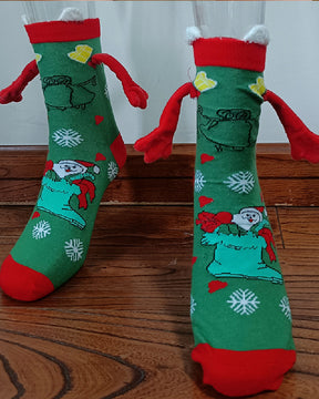 Weihnachtsmuster Cartoon Magnetischen Händen Socken Unisex Mittellange Baumwollsocken