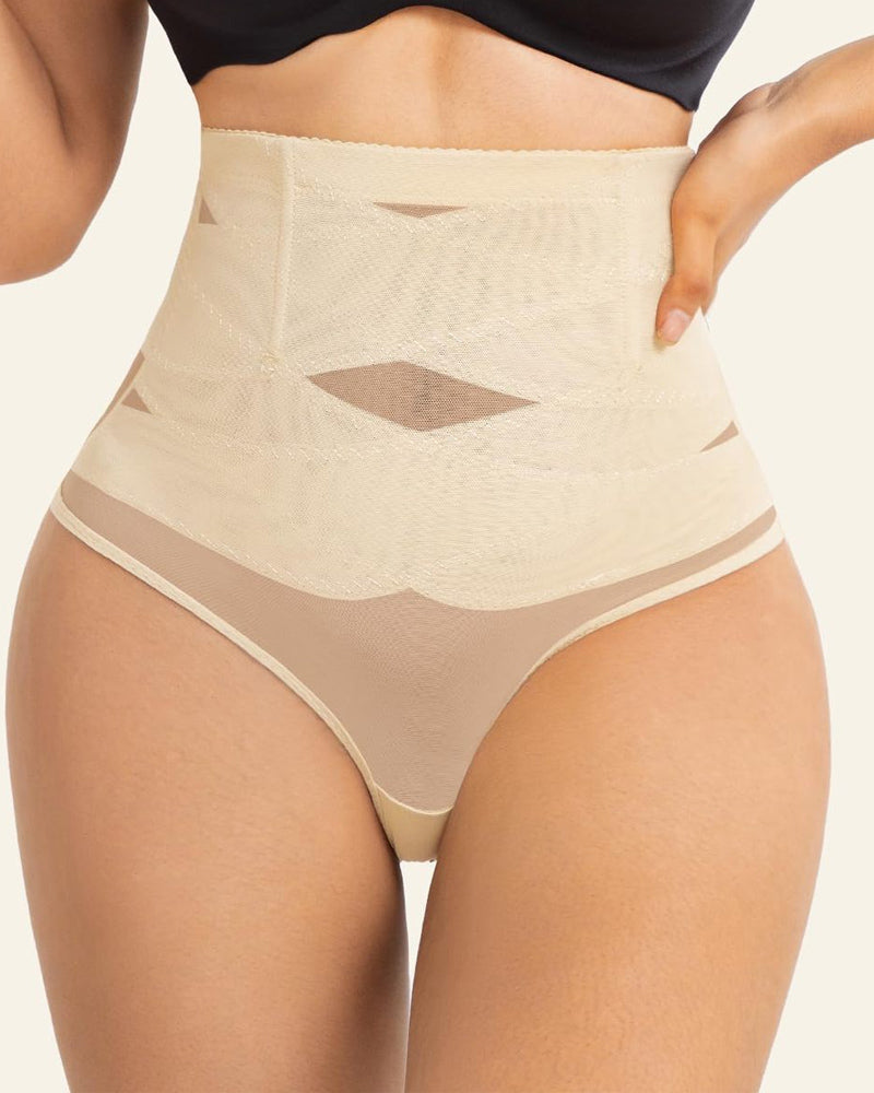 Überkreuzte Hohe Taille Shaping Slips Mesh Fester Bauchkontrolle Unterhose