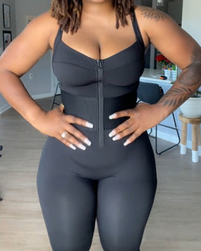 Damen Ärmelloser Jumpsuit Bauchweg Einteilig Verstellbare Träger Taillenbund Overall