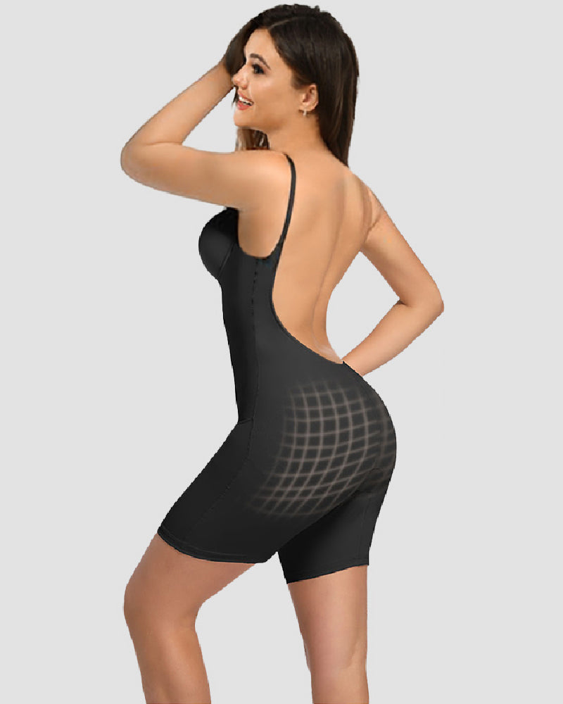 Ärmelloses Bauchweg Rückenfreier Shapewear V-Ausschnitt Bodysuit Mit BH