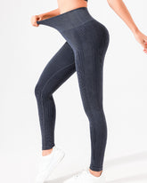 Hoher Taille Geripptem Strick Yoga Hose Schnell trocknende Schlankheits Leggings