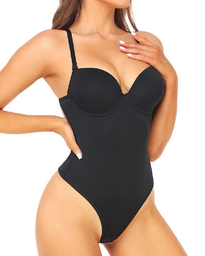 Damen Sexy Spaghettiträger Bauchkontrolle Tanga Rückenfreier Bodysuit Mit Eingebautem BH