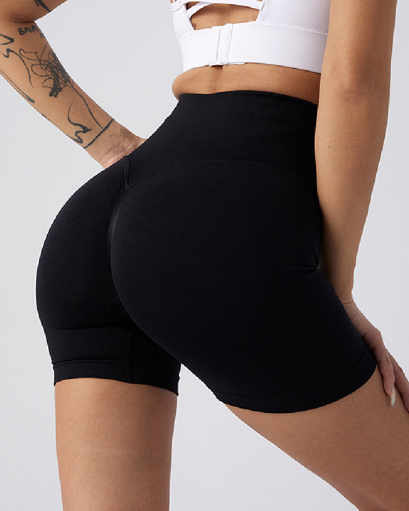 Damen Nahtlose Hoher Taille Yoga Shorts Lifting Po-Lift Fitness Shorts