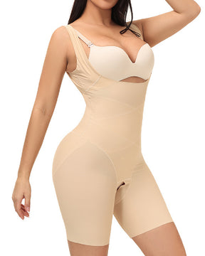 Damen Nahtlose Doppelte Bauchweg Elastische Fajas Offene Brust Postpartale Shapewear Body