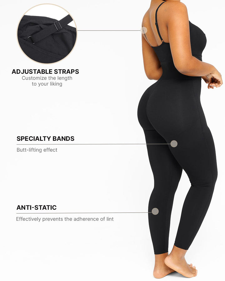 Shapshe® Damen Ärmelloser Jumpsuit Bauchweg Einteilig Verstellbare Träger Taillenbund Overall