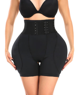 Hoch Taille 9-reihiger Verstellbarer Schnalle Shapewear Shorts Mit Schwammkissen