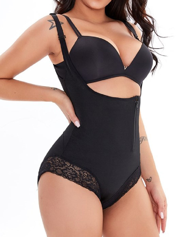 Damen Offenem Busen Bauchweg Slip Shapewear Fajas Mit Seitlichem Reißverschluss