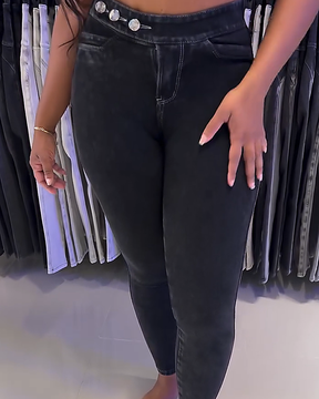 Jeans mit Hoher Taille Verstellbarem Hüftlifting und Bauchkontrolle (Vorverkauf)