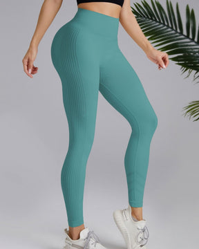 Lange Yogahose in Nude mit Hoher Taille und Bauchkontrollierender Pfirsich-Hüfte