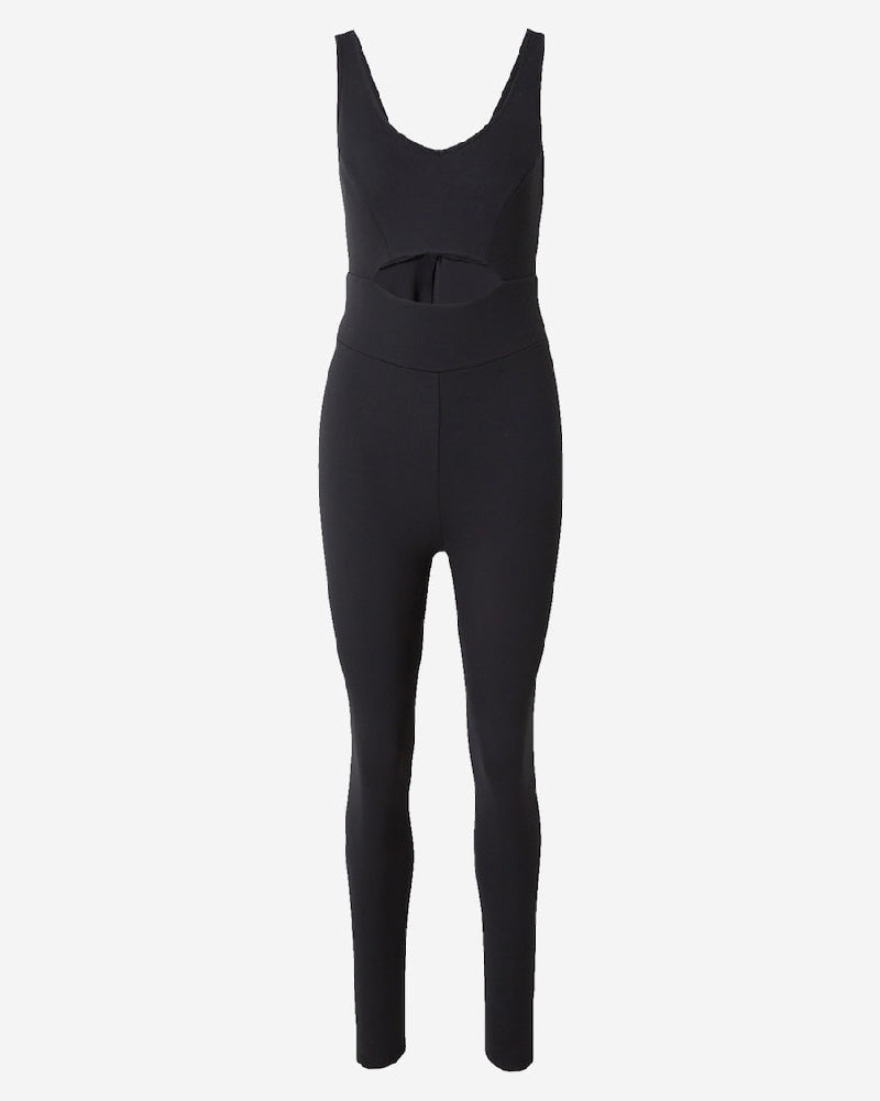 Damen Einteiliger V-Rücken Ärmelloser Jumpsuit Stretch Ausgehöhlter Sport Overall