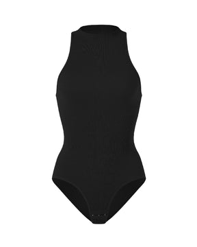 Damen Einteiler Hochkragen Sexy Geripptem Ärmelloses Racerback Shapewear Bodysuit