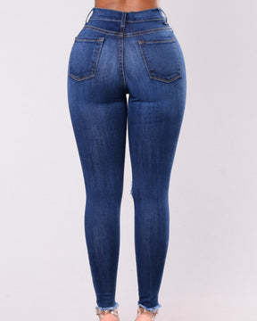 Skinny Jeans mit Hoher Taille Dehnbar Weich und Slim Fit Retro Distressed Jeans