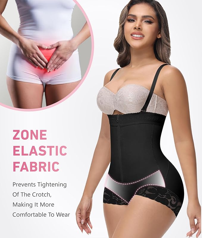 Shapshe® Fajas Colombianas Bauchweg Reißverschluss Offene Brust Stark Formend Shapewear Bodys