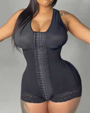 Damen Verstellbare Frontverschluss Fajas Spitzen Po-Lifter Postpartale Shapewear (Vorverkauf))