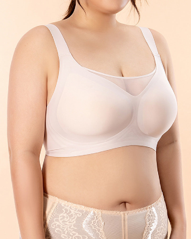 Damen Glatte Minimizer BH Dünner Bügellos Weicher Stützung Bralette