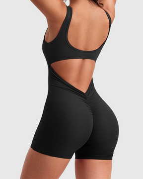 Sexy rückenfreier One Shoulder Bodysuit ohne Ärmel mit Dreiviertel-Hosen