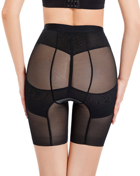 Hoher Taille Mesh Shapewear Shorts Bauchkontrolle Gürtel Shaping Unterwäsche