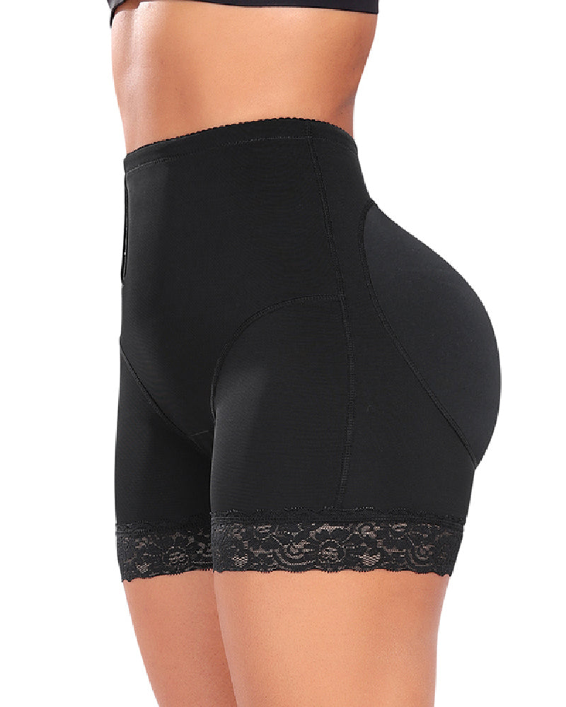 Damen Hohe Taille Seitlicher Haken Bauchkontrolle Po-Lifter Shapewear Shorts