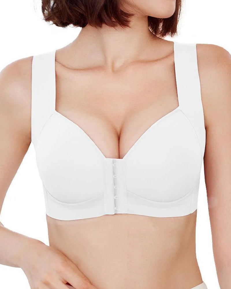 Damen Komfort Lift Frontverschluss Nahtlose Push-Up Drahtlos Ohne Bügel Breite Träger BH