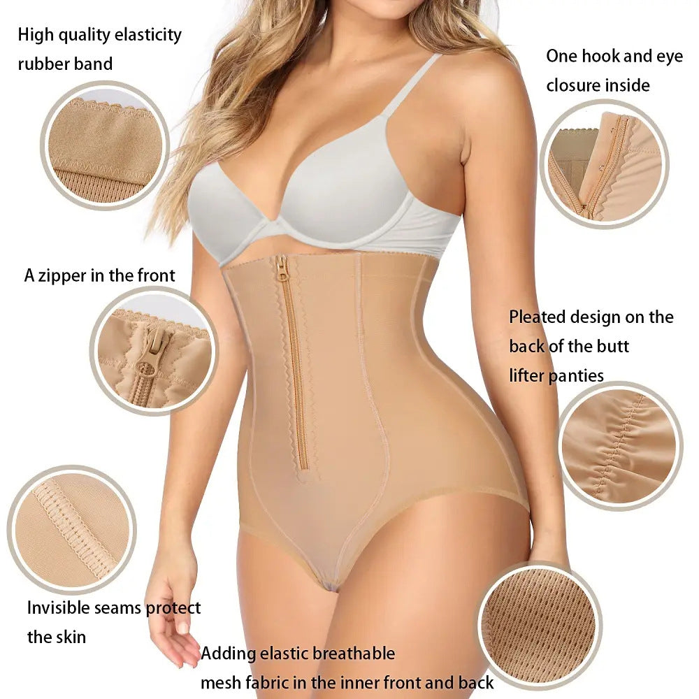 Damen Bauchkontrolle Schlanke Glatte Shapewear Höschen Hoher Taille Hüftformer Miederslip