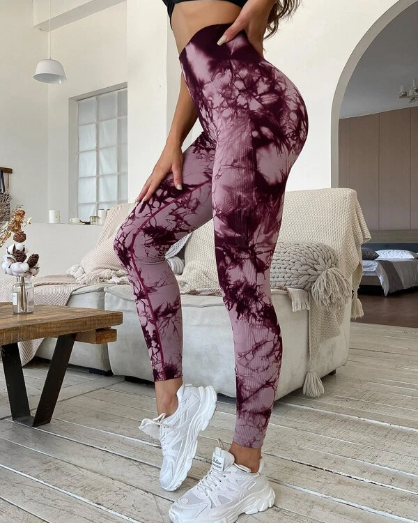 Nahtlose Batik-Leggings Hoher Taille Atmungsaktiv Weich Sport Workout Leggings Yoga Hose