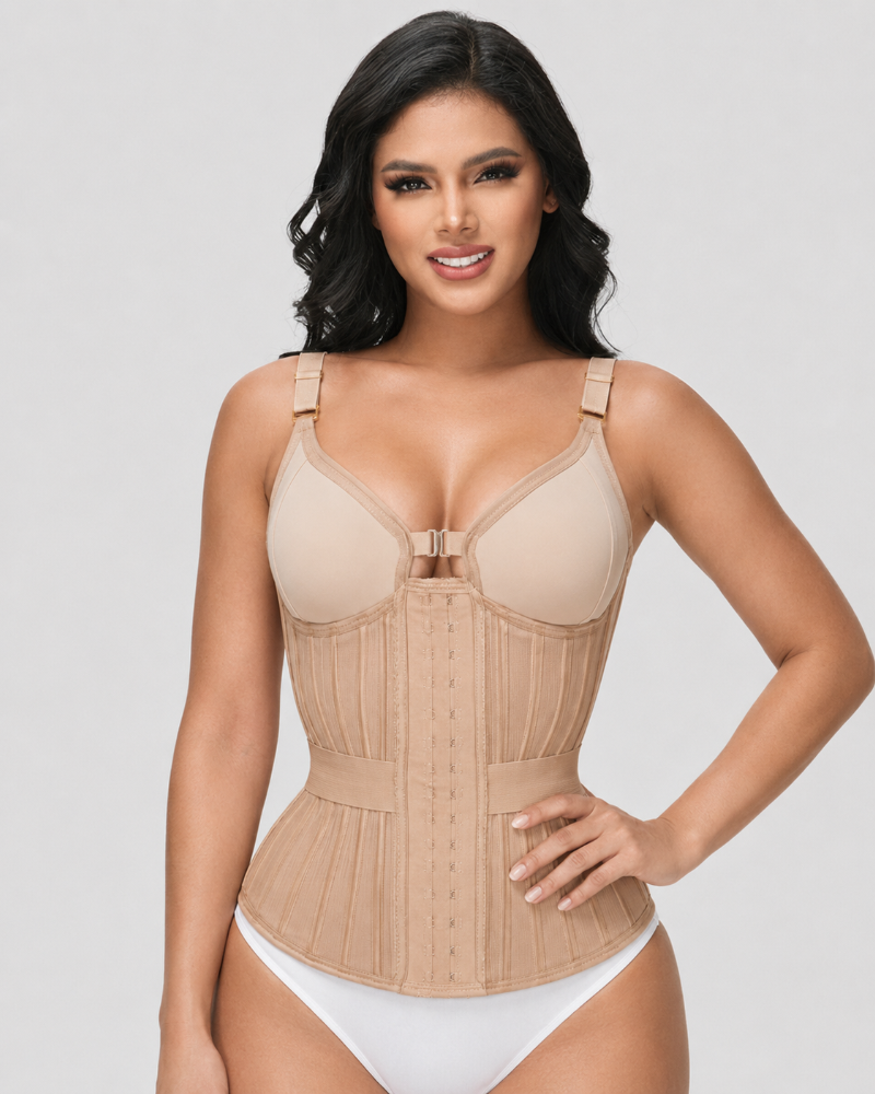 Fajas Colombianas Steel Boned Corset Top With Elastic Band