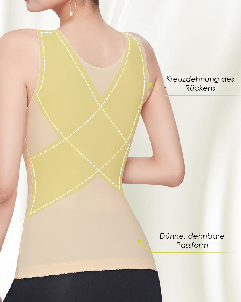 3-in-1 Nahtloses Bauchweg Korsett Shapewear Top Kreuzen Rückenstütze Tank Top