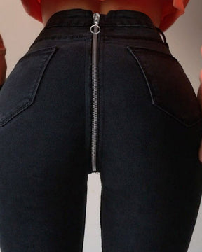 Sexy Skinny-Jeans mit Reißverschluss Hinten für Damen