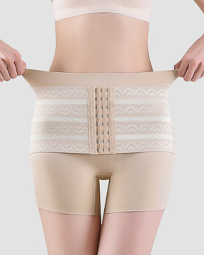 Mittelhoher Po-Lifter Doppellagige Bauchkontrolle Shapewear Shorts Mit Hakengürtel