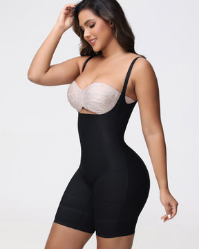 Damen Offene Büste Nahtlose Kompressionsbody Po-Lifter Shapewear