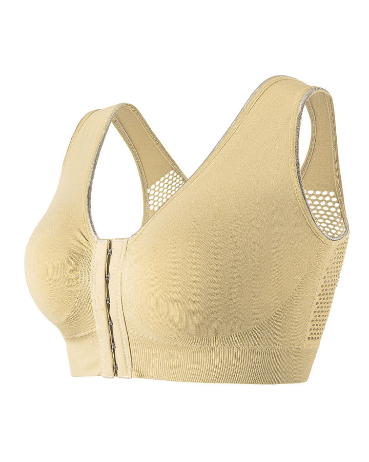 Shapshe® Damen Frontschnalle Hohl Atmungsaktiv Bügellos Sport BH In Übergröße
