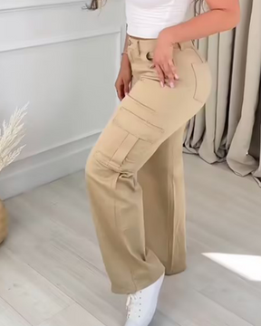 Cargohose mit Geradem Bein für Damen Hohe Taille Baggy Hose