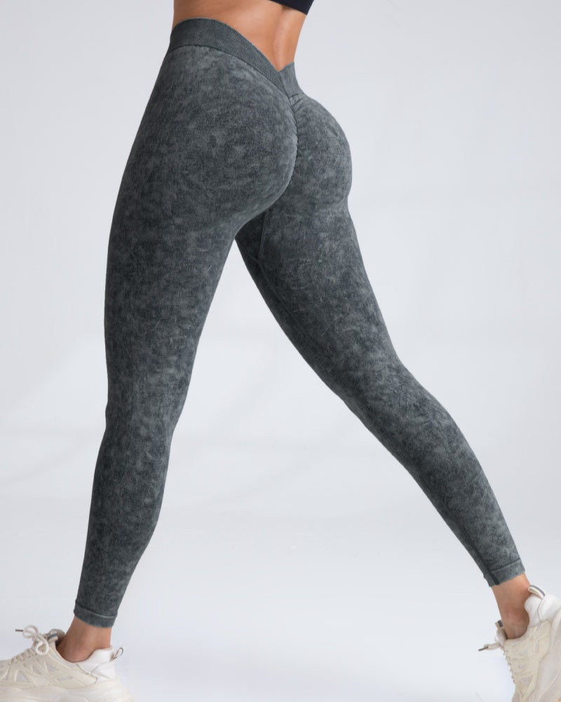 Pfirsichfarbene Hüfthebende Nahtlose Yogahose für Damen Elastische Fitnesshose mit Hoher Taille