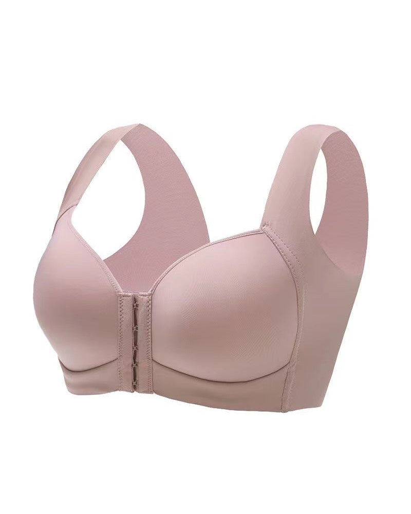 Damen Komfort Lift Frontverschluss Nahtlose Push-Up Drahtlos Ohne Bügel Breite Träger BH